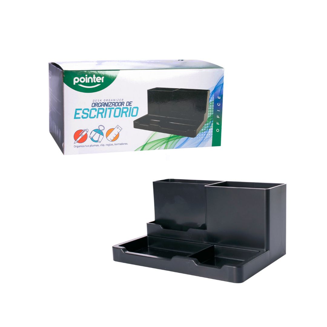 ORGANIZADOR P/ESCRITORIO POINTER 4 ESPACIOS 18X12.4CM (F. 24 PZAS)