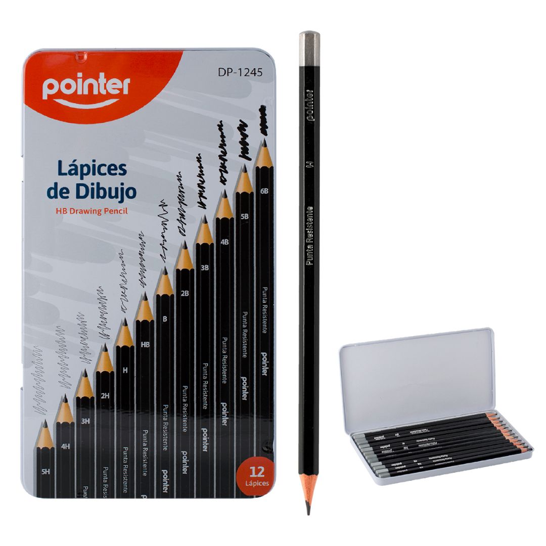SET DE LAPICES DE DIBUJO POINTER 12 PZAS 5H-6B (F. 120 SETS)