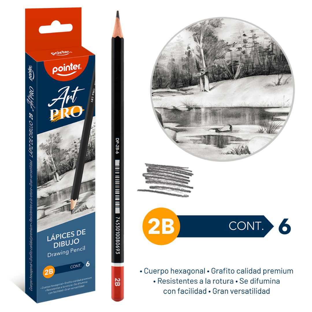 LAPICES DE DIBUJO POINTER DE GRAFITO CX6 2B (F. 192 SETS)