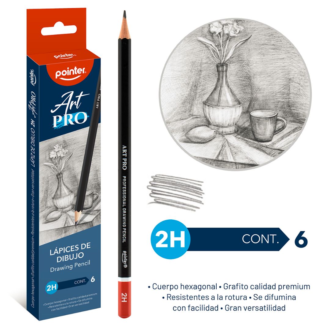 LAPICES DE DIBUJO POINTER DE GRAFITO CX6 2H (F. 192 SETS)