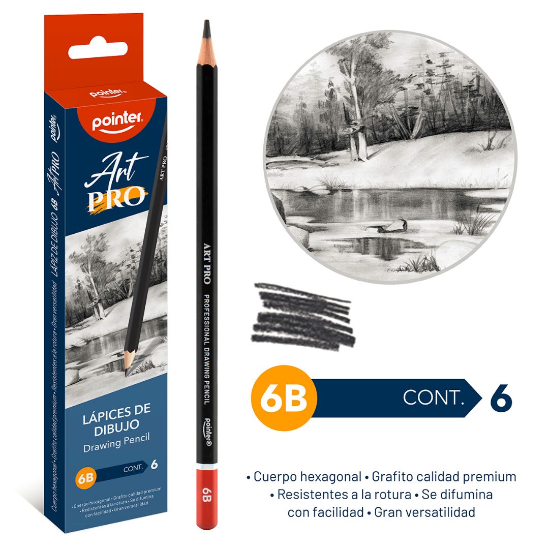 LAPICES DE DIBUJO POINTER DE GRAFITO CX6 6B (F. 192 SETS)