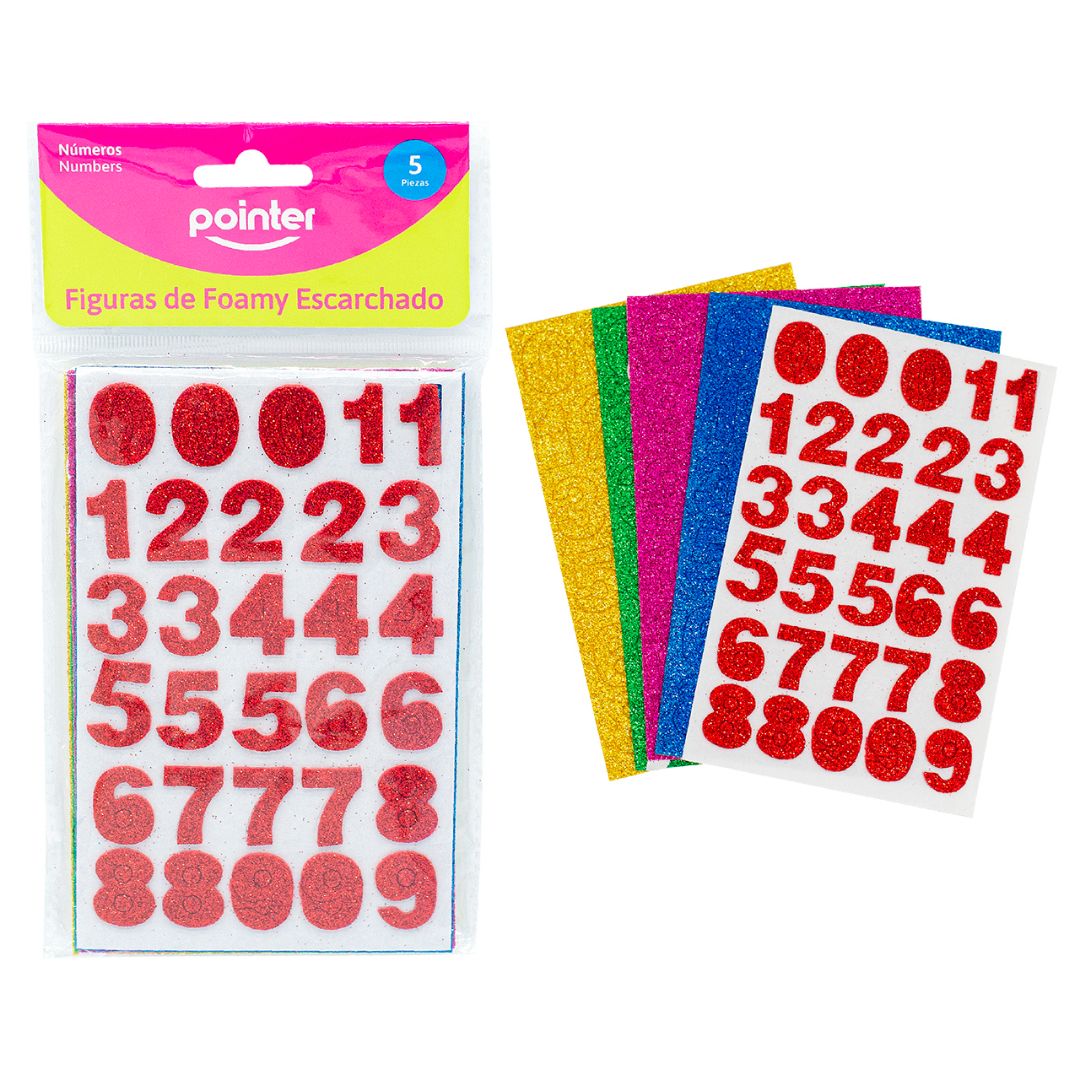 FIGURAS DE FOAMY POINTER C/ESCARCHA NUMEROS PX5 H.  (F. 144 SETS)