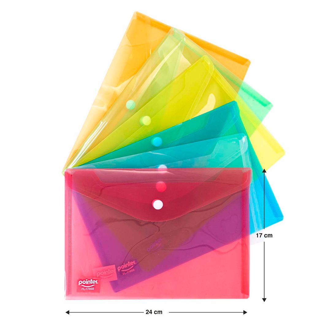 SOBRE PLASTICO POINTER C/BROCHE MEDIA CARTA 6 COL. 24X17CM (F. 600 PZAS)