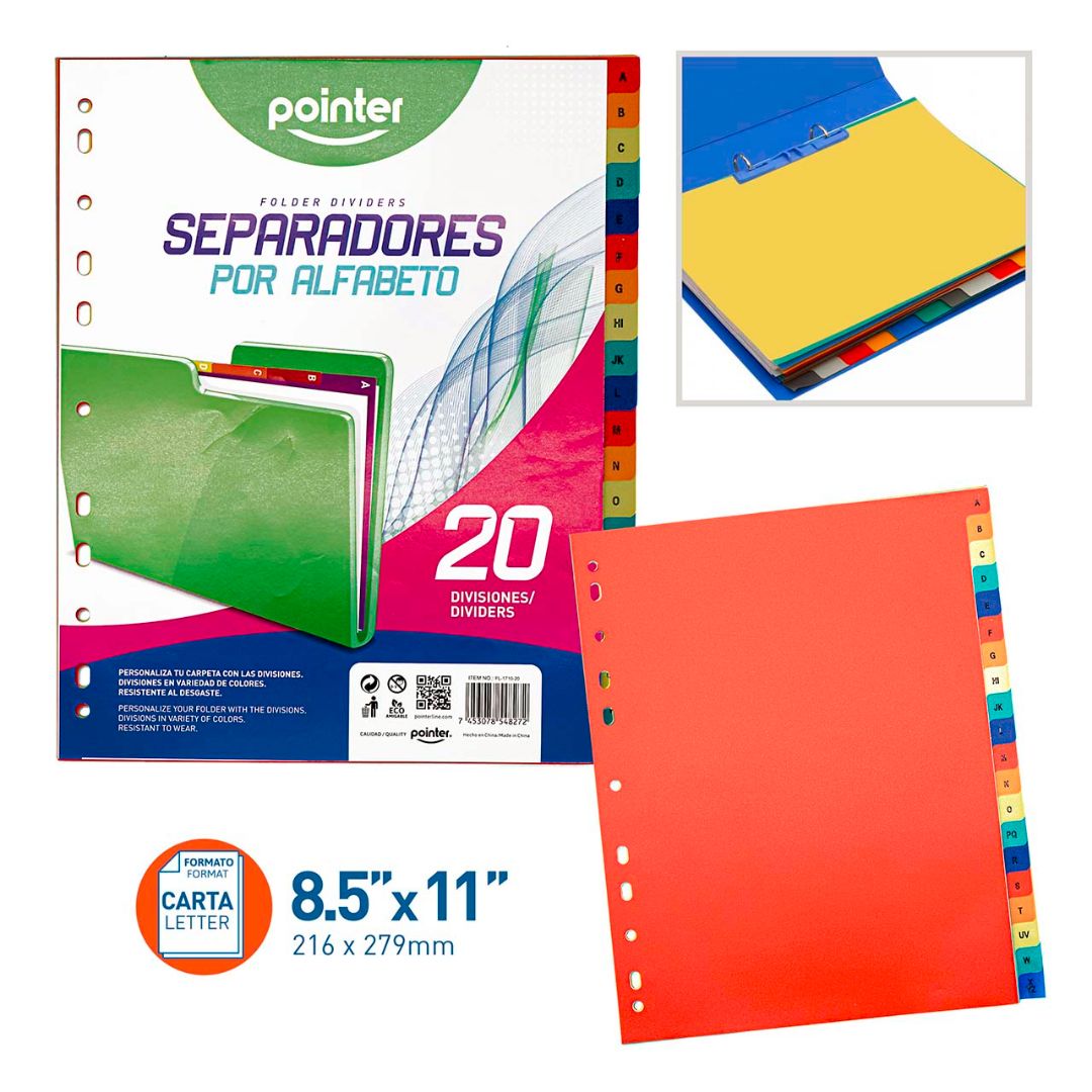 SEPARADOR P/CARTAPACIO POINTER POR ORDEN ALFABETICO CARTA (F. 96 SETS)