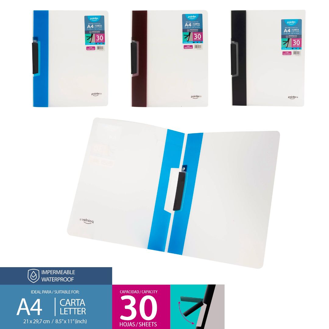 FOLDER PLASTICO POINTER IMPERMEABLE CARTA (F. 96 PZA)
