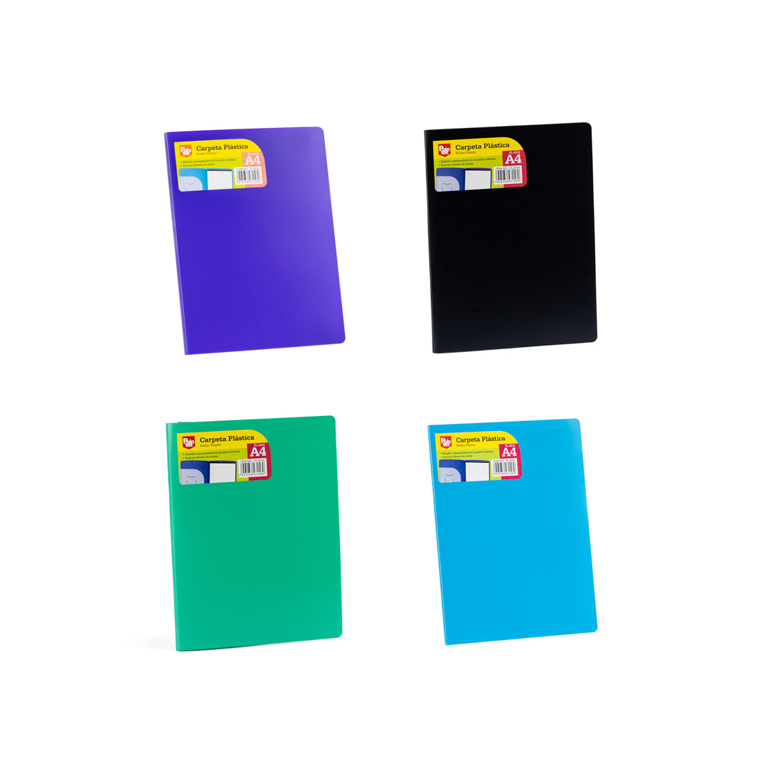 FOLDER PLASTICO POINTER C/BLOCK DE HOJAS 4 COL. A4 (F. 60 UNI)