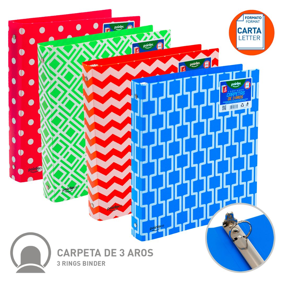 CARTAPACIO POINTER C/DISEÑO EXTERIOR COL. NEON 1" CARTA (F. 48 PZAS)