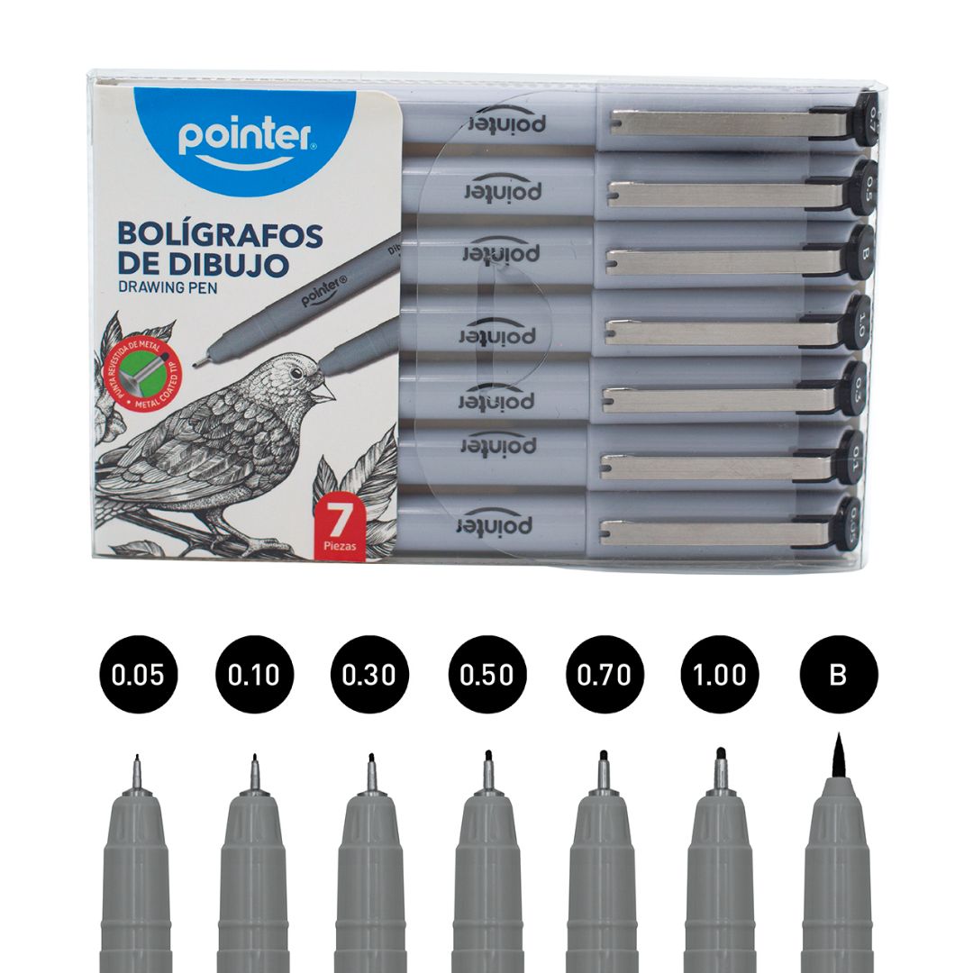 SET DE RAPIDOGRAFOS POINTER 7 PIEZAS (F. 60 SETS)