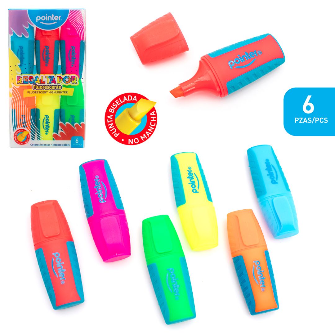 RESALTADOR POINTER MINI FLUORESCENTE SETX6 (F. 144 SETS)