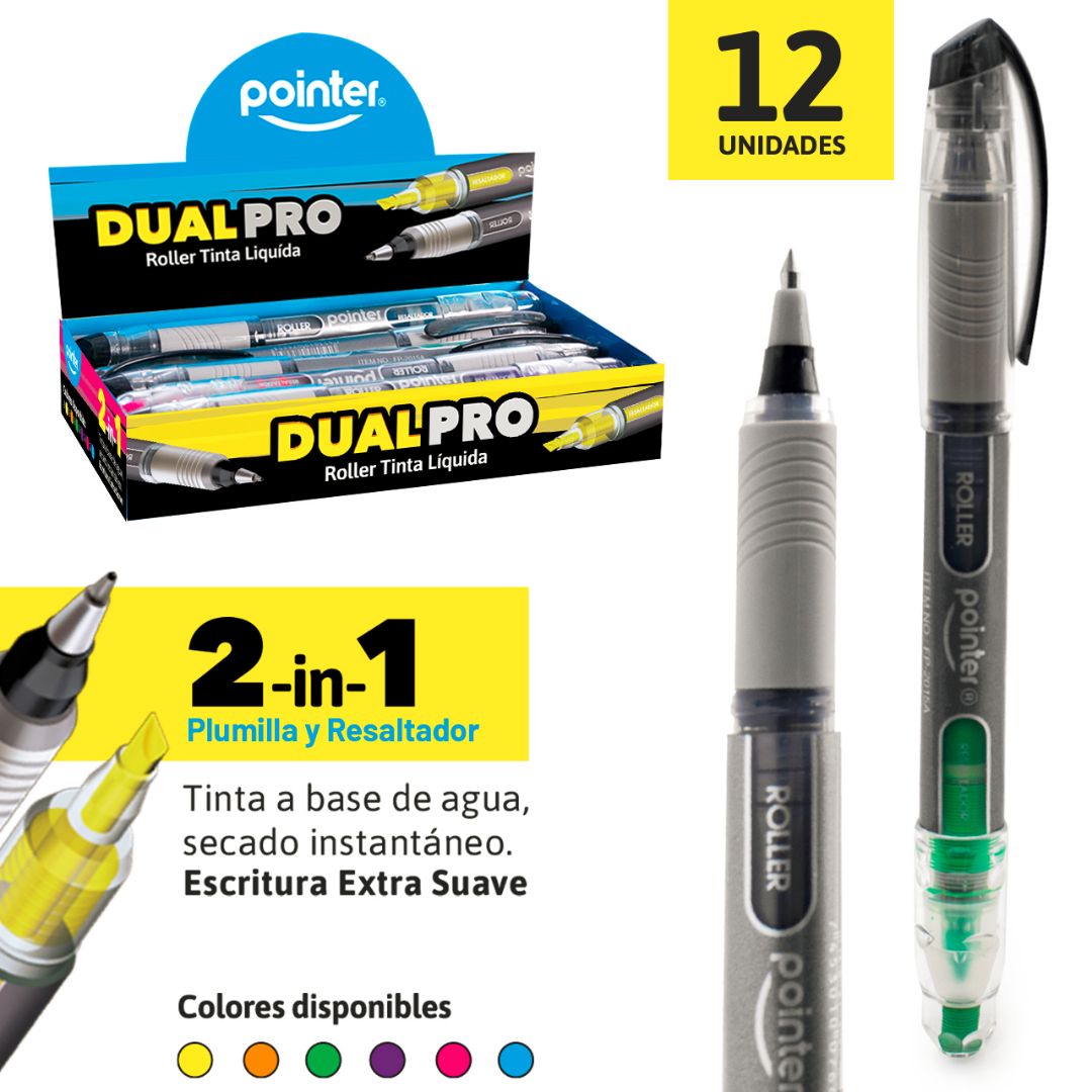 PLUMILLA Y RESALTADOR POINTER 6 COLORES CX12 (F. 60 DOC)