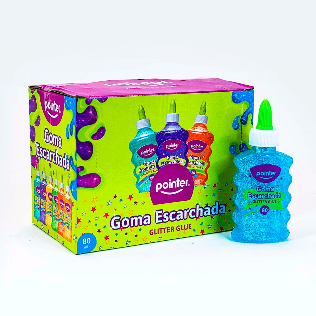 GOMA C/ESCARCHA POINTER 6 COL. TORNASOL 80ML/2ONZS (F. 144 PZAS)