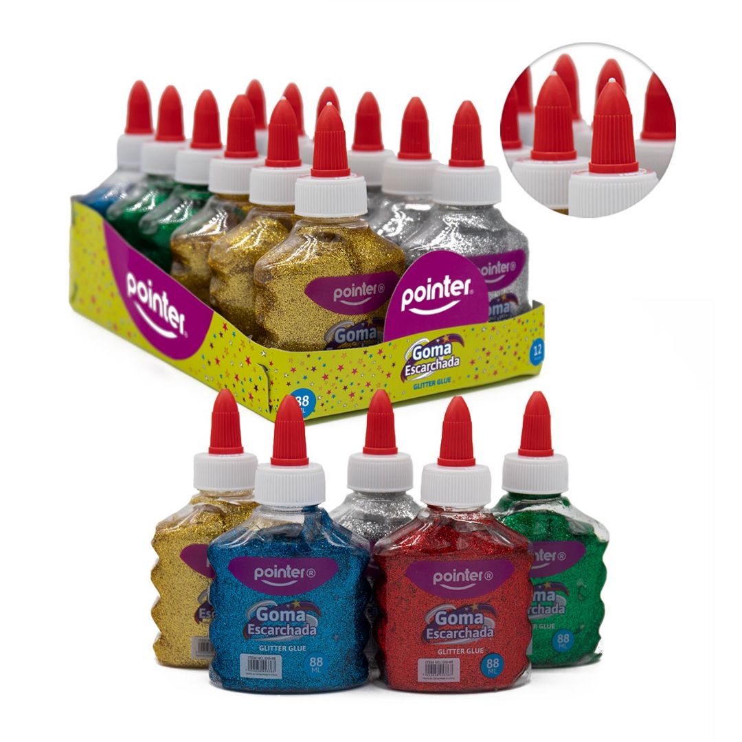 GOMA C/ESCARCHA POINTER CX12 COL. BASICOS 88ML/3ONZ (F. 144 PZA)