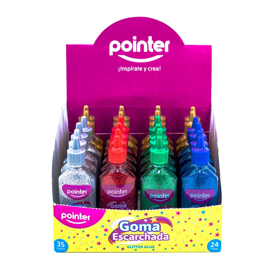 GOMA C/ESCARCHA POINTER 5 COLORES CX24 35G/1ONZ (F. 12 BOX)