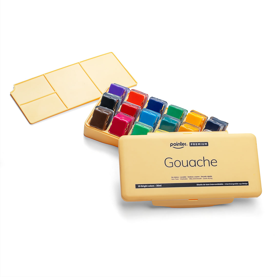 GOUACHE POINTER PREMIUM 18 COLORES 30ML (F. 12 SETS)