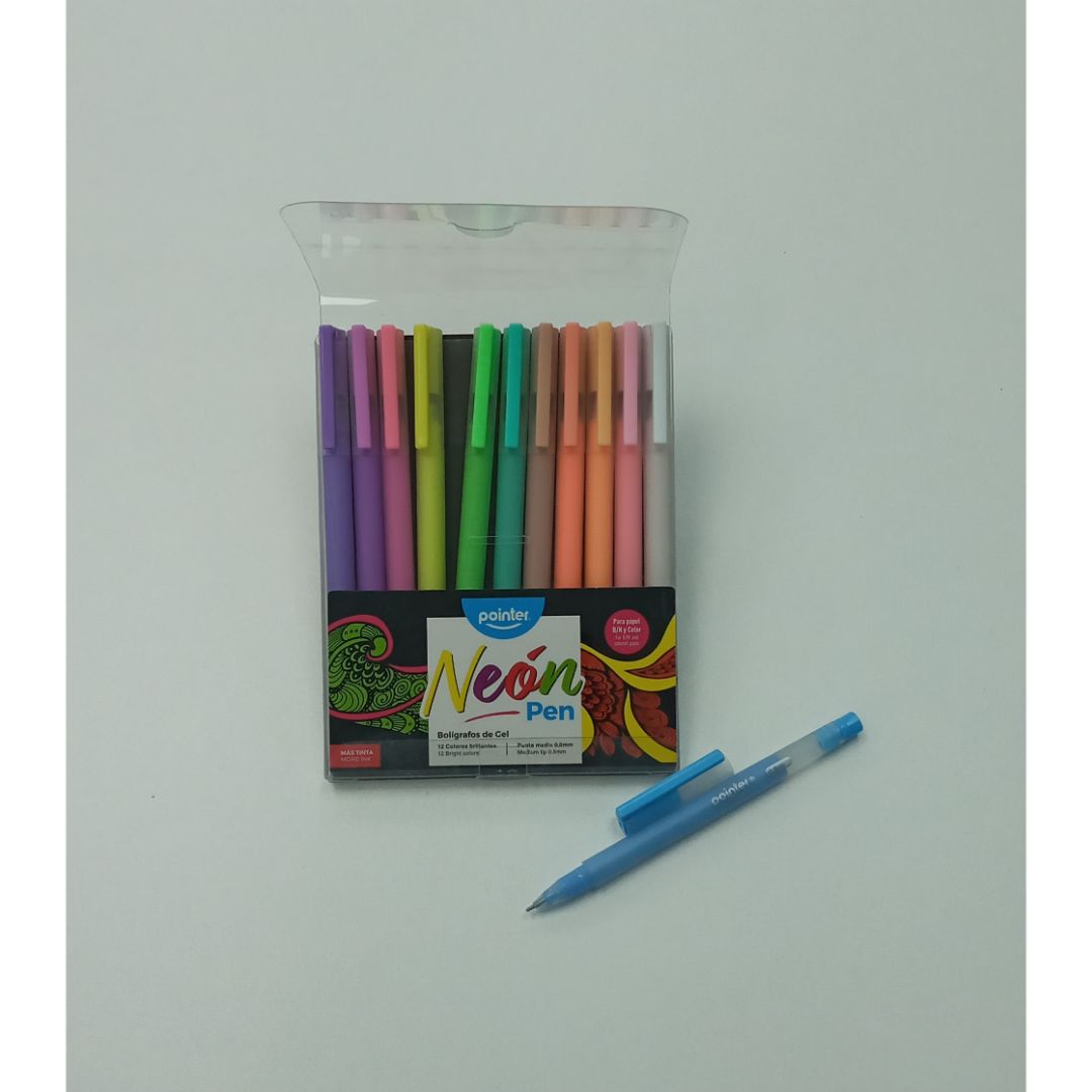 BOLIGRAFO TINTA GEL POINTER 6 COLORES NEON (F. 144 SETS)