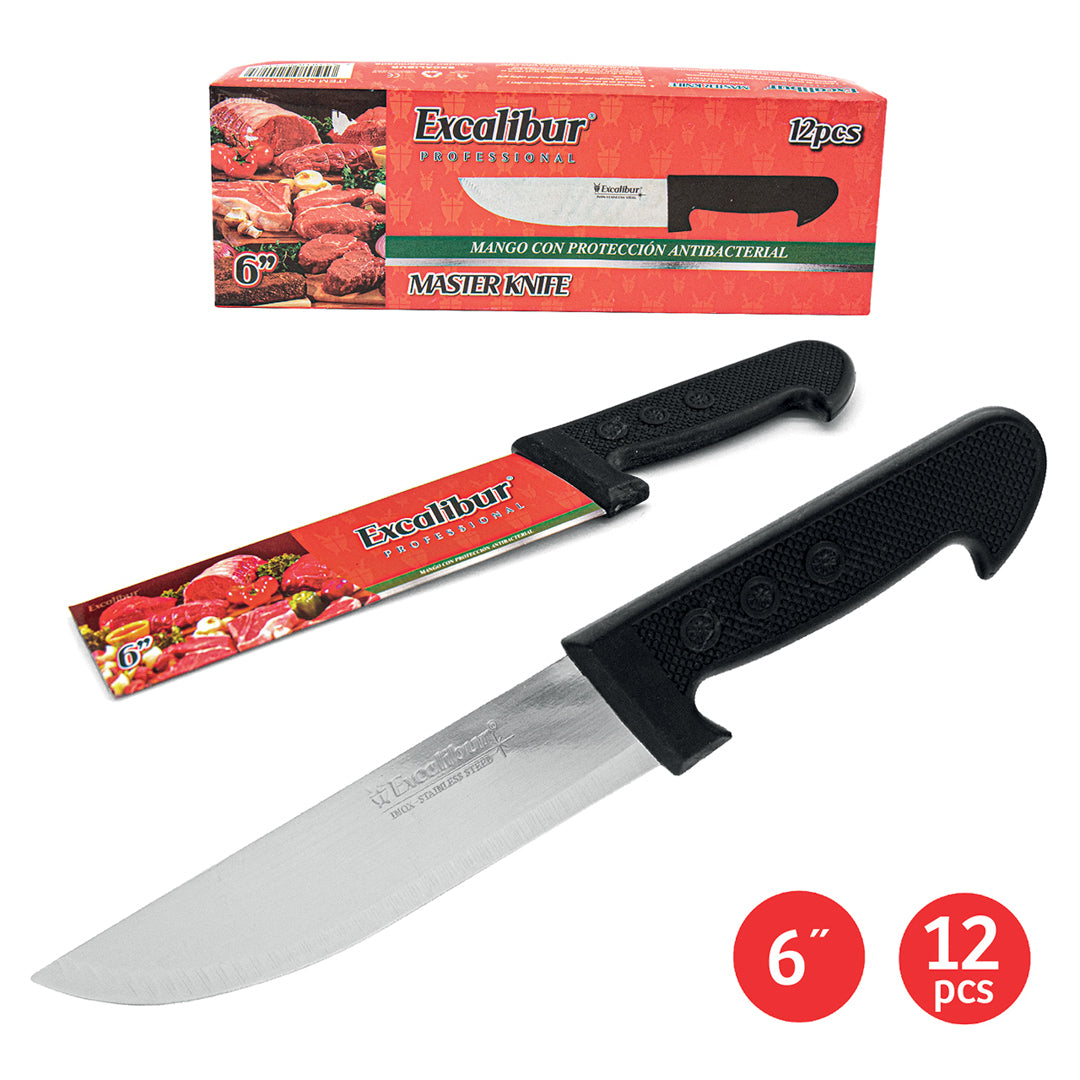 CUCHILLO EXCALIBUR CACHA PLASTICA NEGRA 6" (F. 20 DOC)