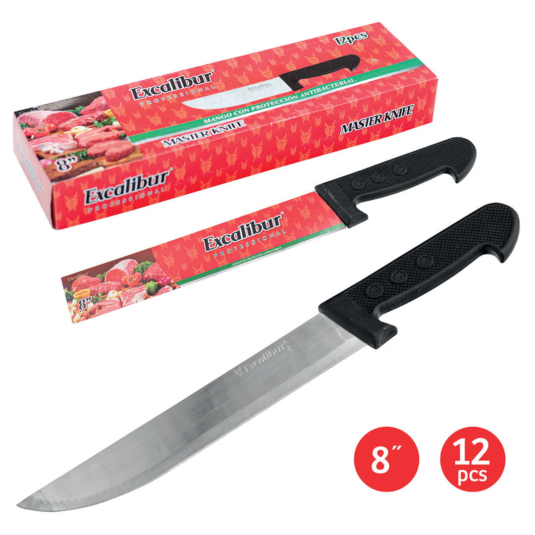 CUCHILLO EXCALIBUR CACHA PLASTICA NEGRA 8" (F. 180 UNI)