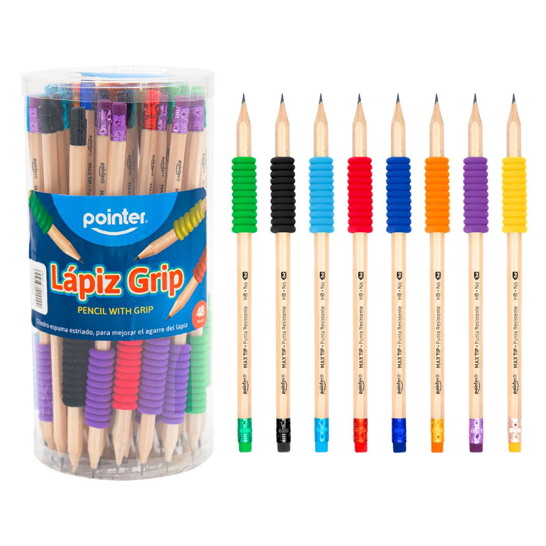 LAPIZ POINTER HEXAGONAL BOTEX48 C/GRIP NATURAL 2HB (F. 24 BOT)