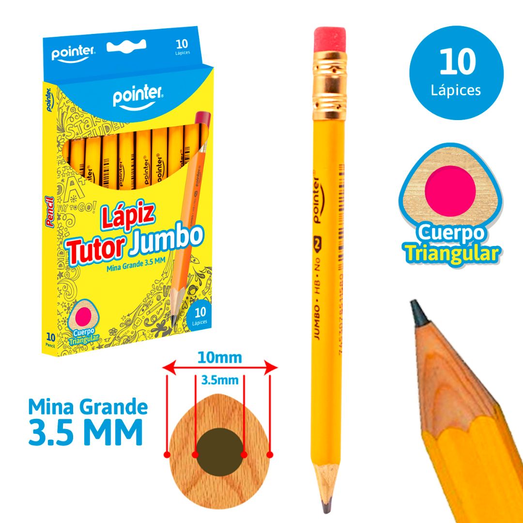 LAPIZ POINTER TUTOR JUMBO CX10 3.5MM 2HB (F. 144 SETS)