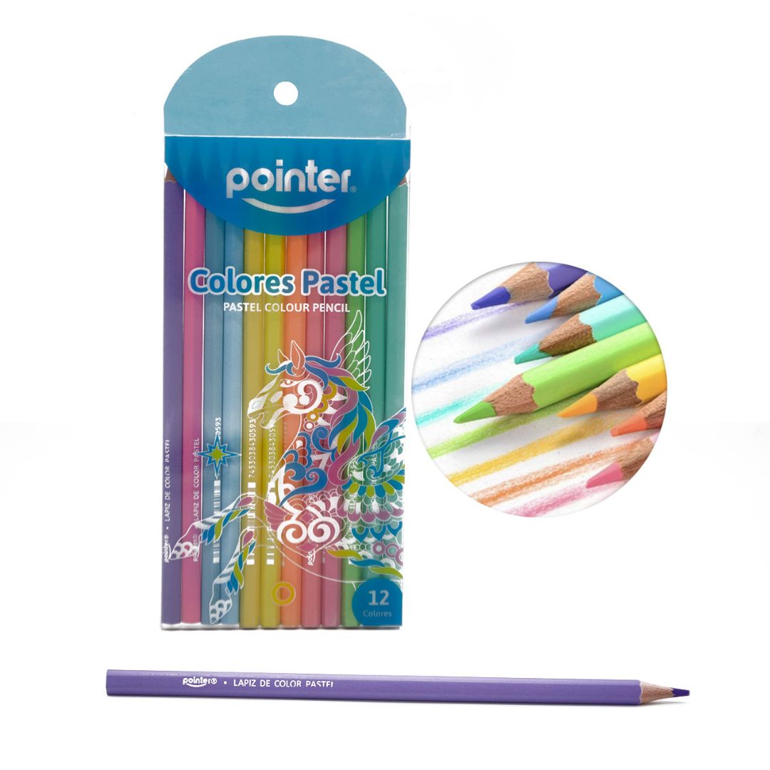 CRAYON DE MADERA POINTER 12 COL. PASTEL (F. 240 SETS)