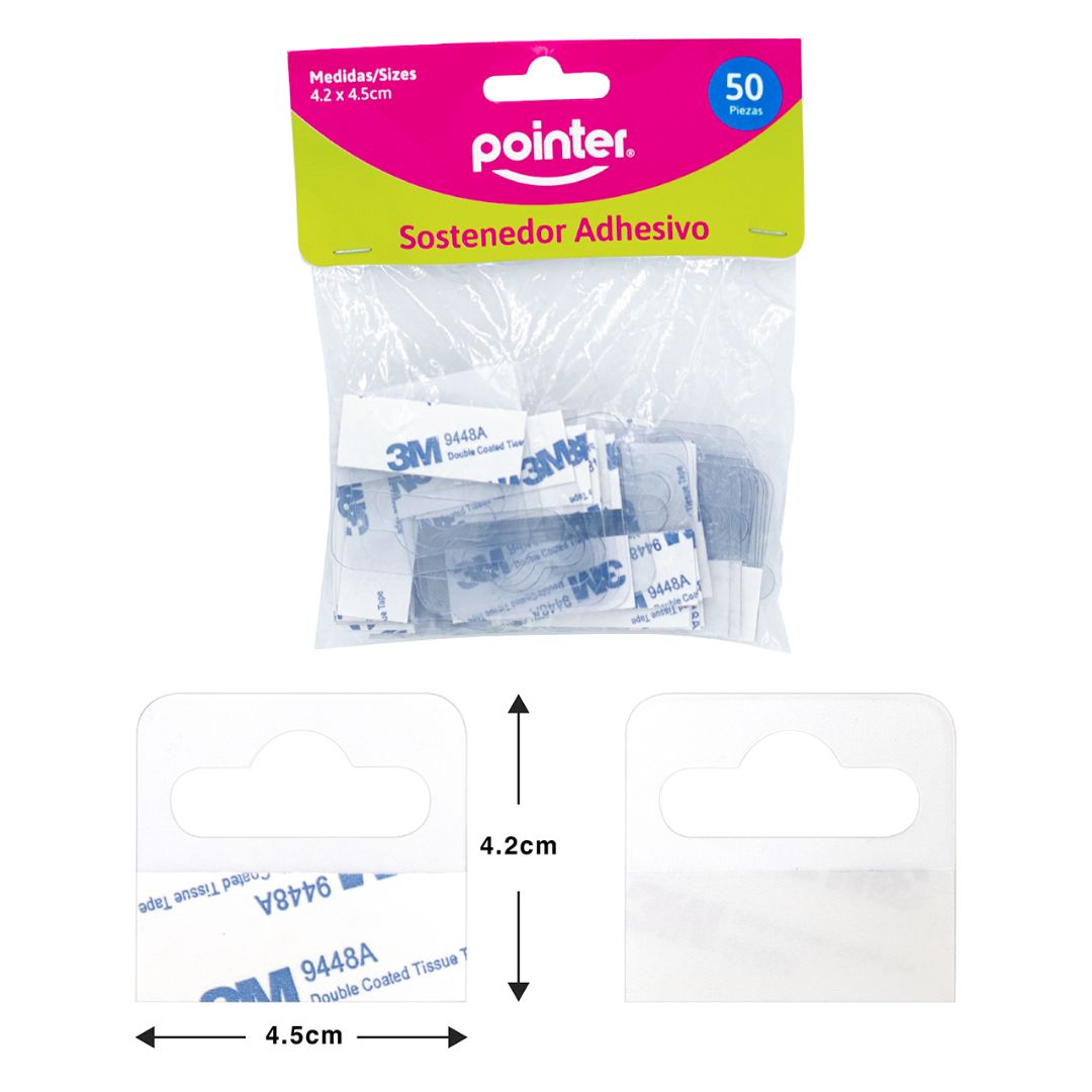 SOSTENEDOR ADHESIVO POINTER BX50 4.2X4.5CM (F. 120 SETS)
