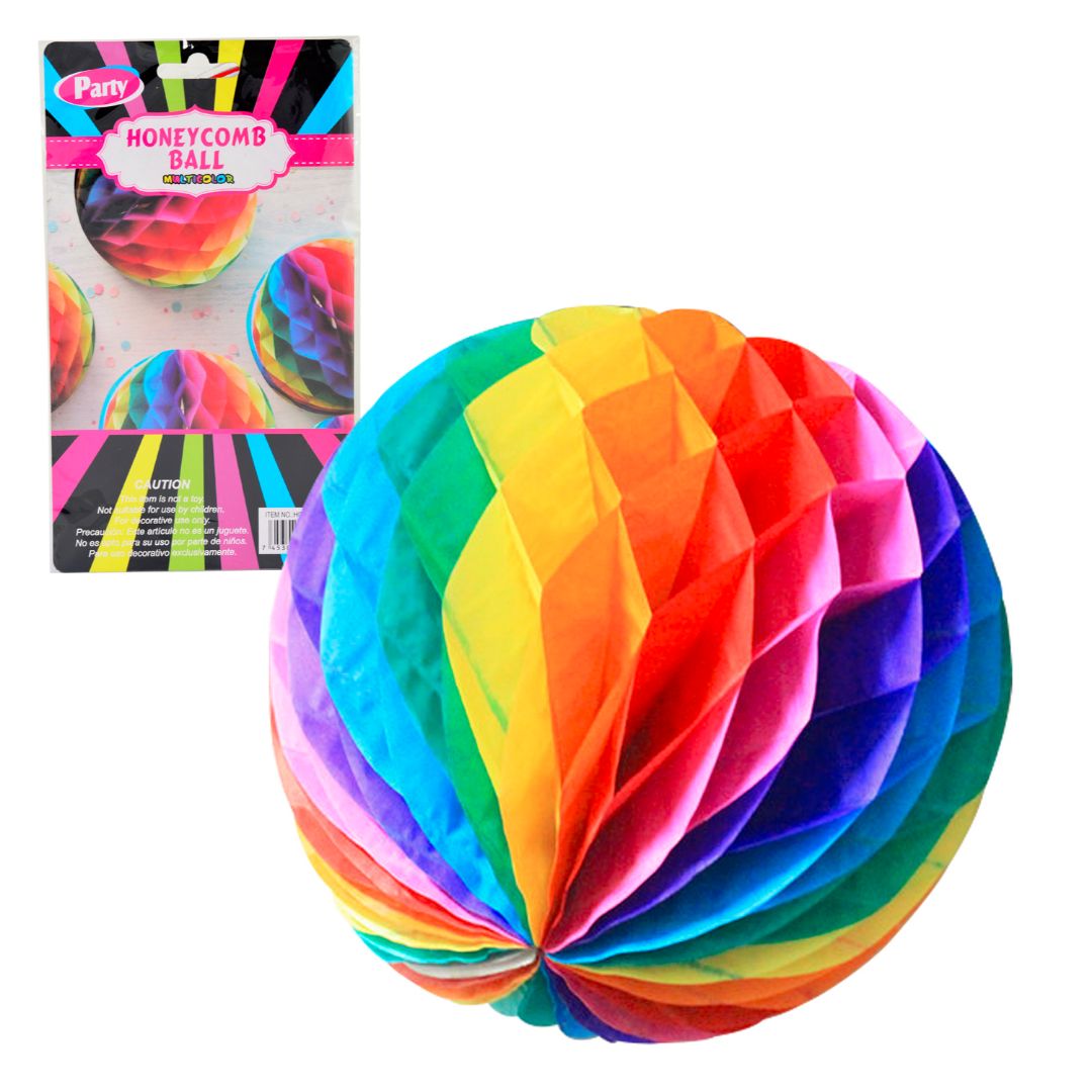 ESFERA DE PAPEL PARTY MULTICOLOR 20CM (F. 120 SETS)