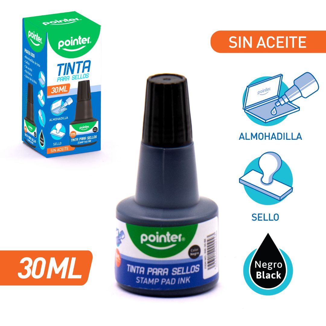 TINTA PARA SELLO POINTER NEGRA 30ML (F. 240 UNI)