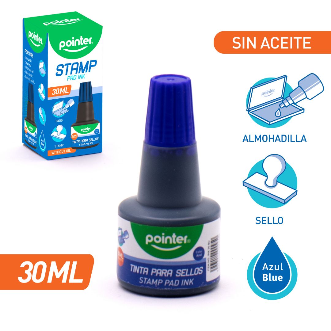 TINTA PARA SELLO POINTER AZUL 30ML (F. 240 UNI)