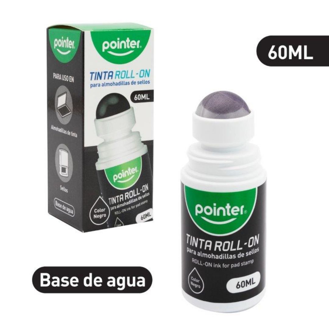 TINTA PARA SELLO POINTER ROLL ON NEGRO 60ML (F. 144 PZA)