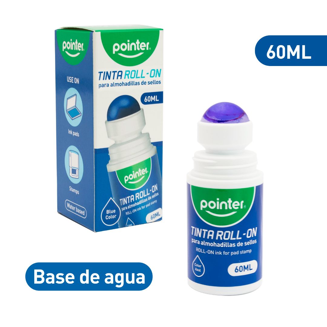 TINTA PARA SELLO POINTER ROLL ON AZUL 60ML (F. 144 PZA)