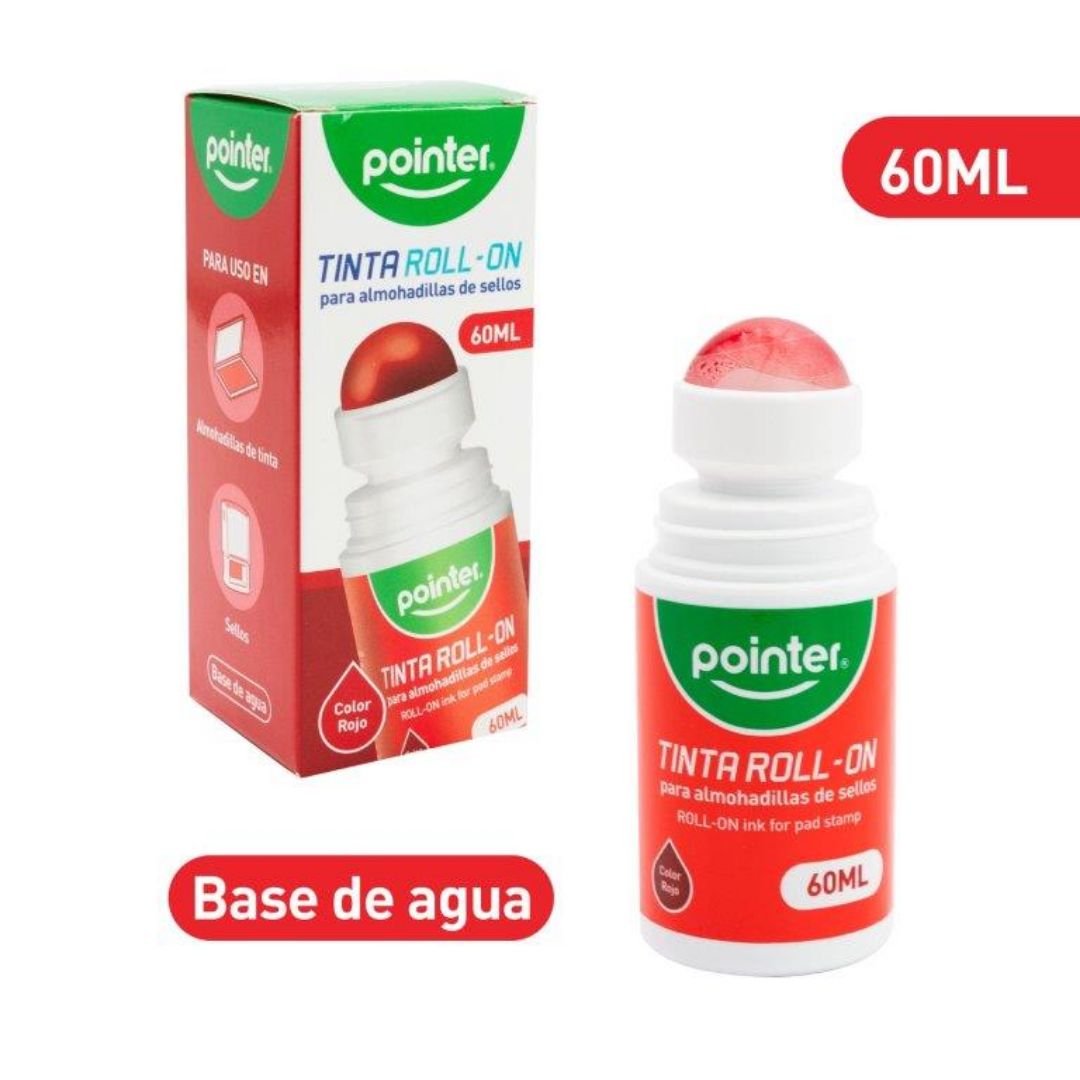 TINTA PARA SELLO POINTER ROLL ON ROJO 60ML (F. 144 PZA)