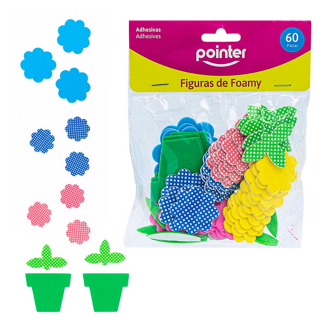 FIGURAS DE FOAMY POINTER ADHESIVAS FLOR Y MACETA BX60 (F. 240 UNI)