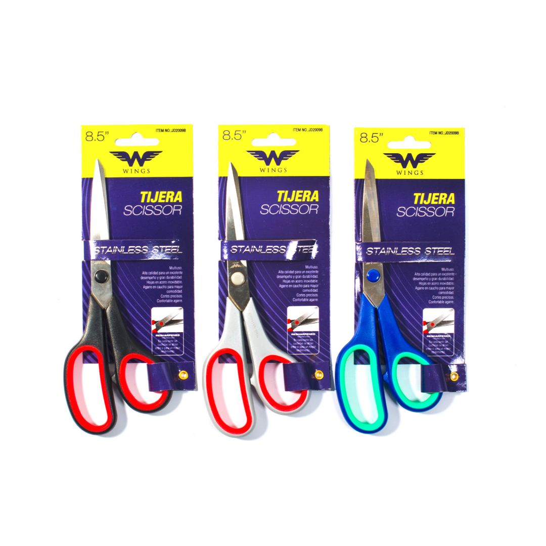 TIJERA WINGS 3 BICOLORES 8.5" (F. 192 PZAS)