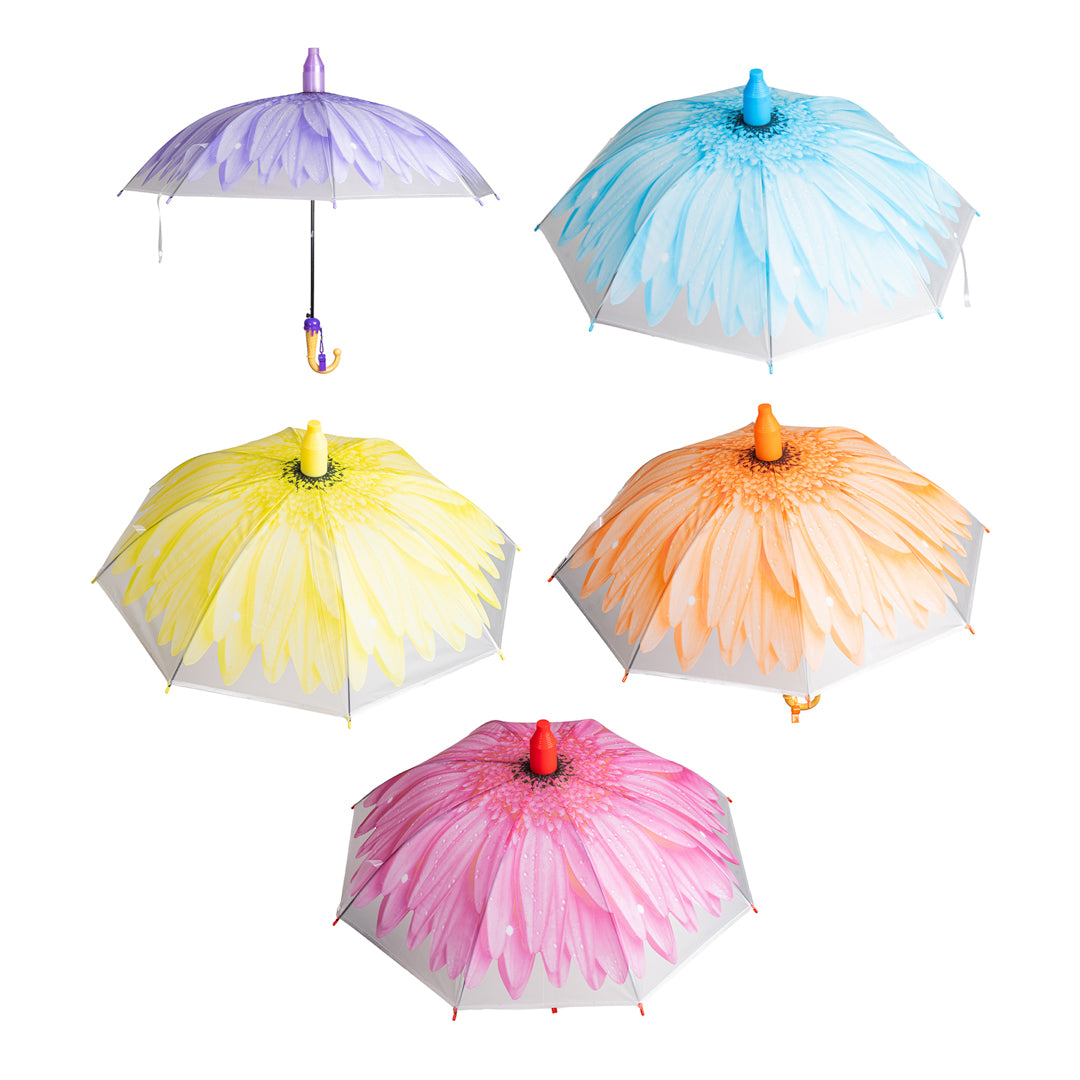 SOMBRILLA JVL PARA NIÑA ESTUCHE PLASTICO FLORES 6 DISEÑOS (F. 60 PZA)