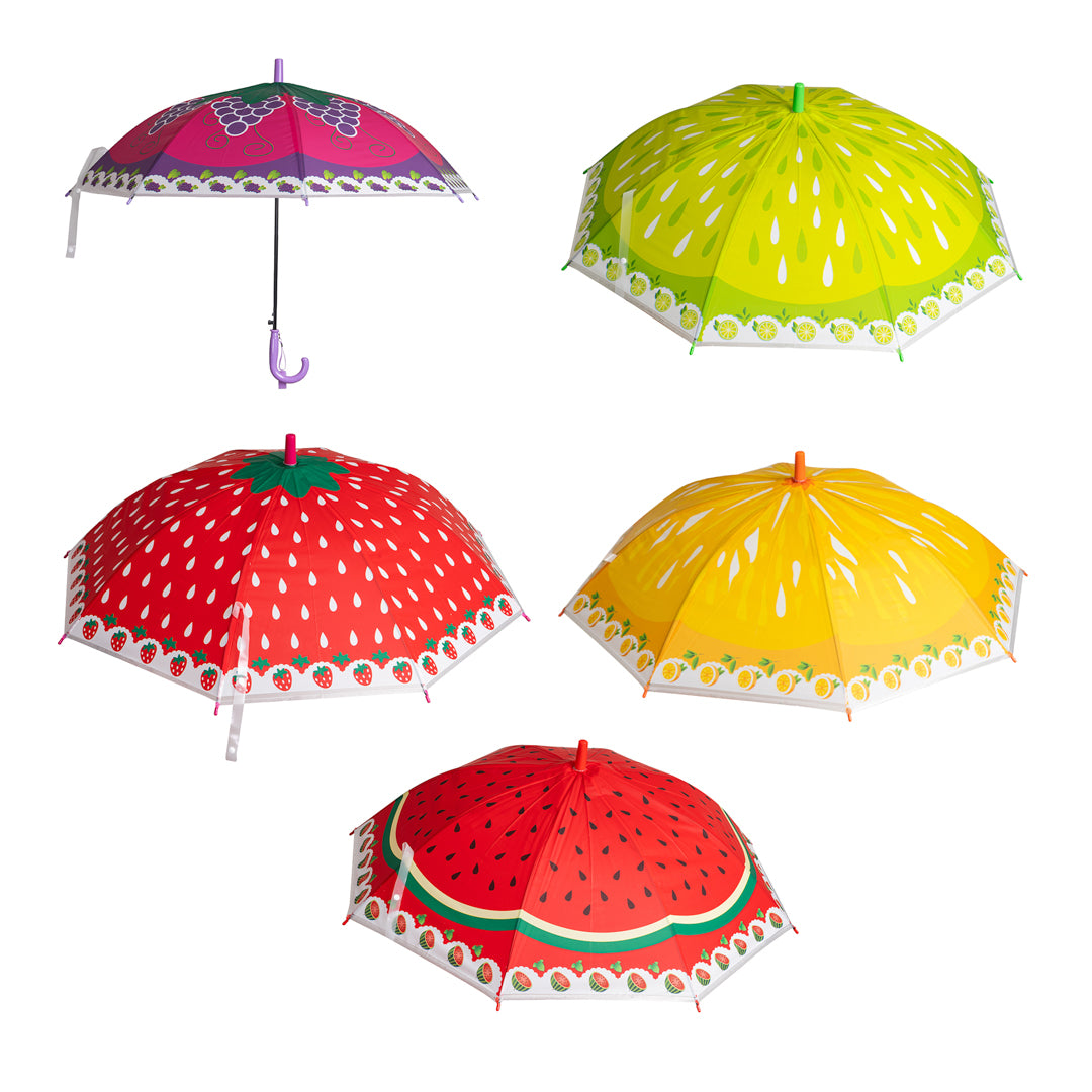 SOMBRILLA JVL NIÑA/NIÑO FRUTAS 6 DISEÑOS  (F. 60 PZA)