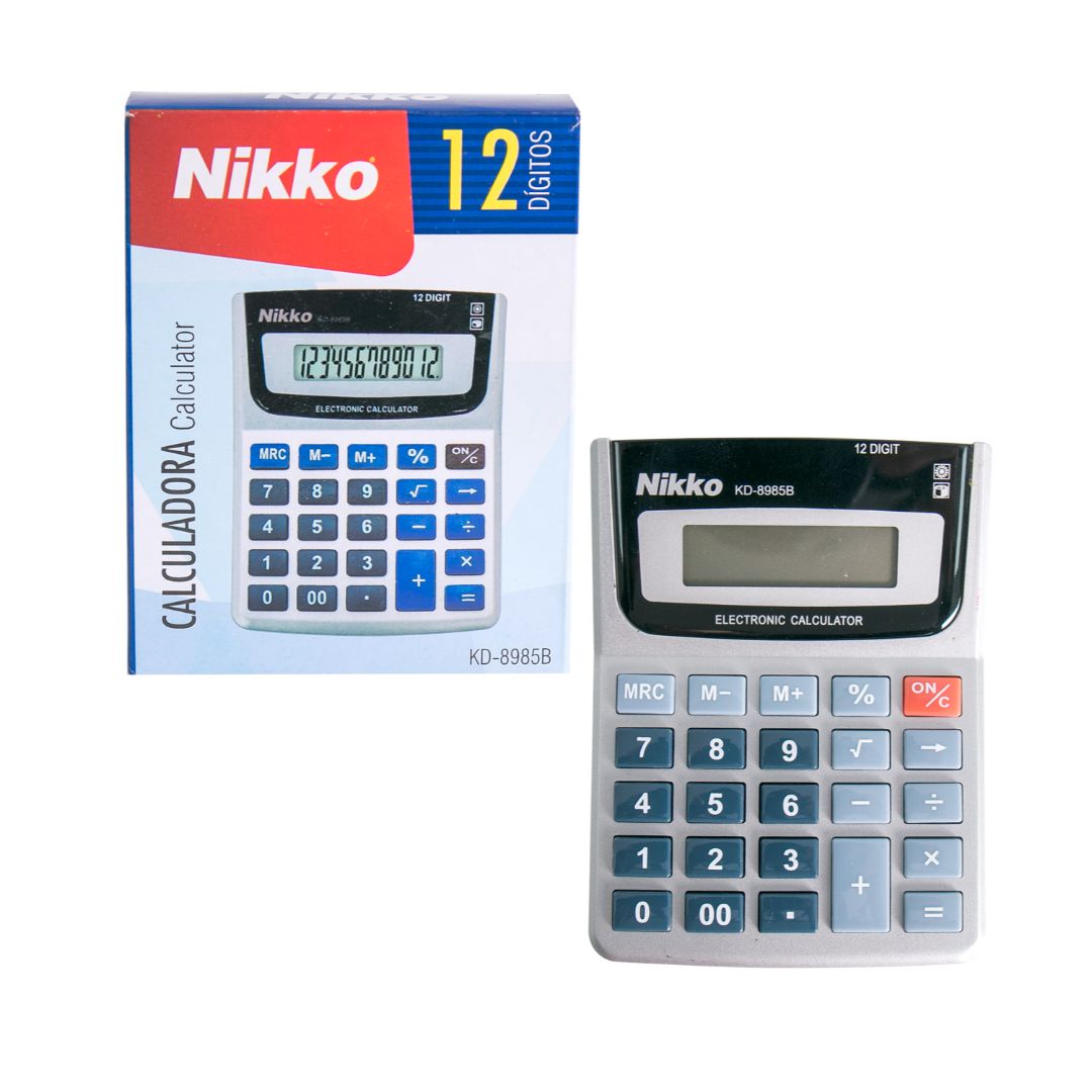 CALCULADORA DE ESCRITORIO NIKKO 12 DIG. METALICA GRIS C/NEGRO (F.120 PZAS)