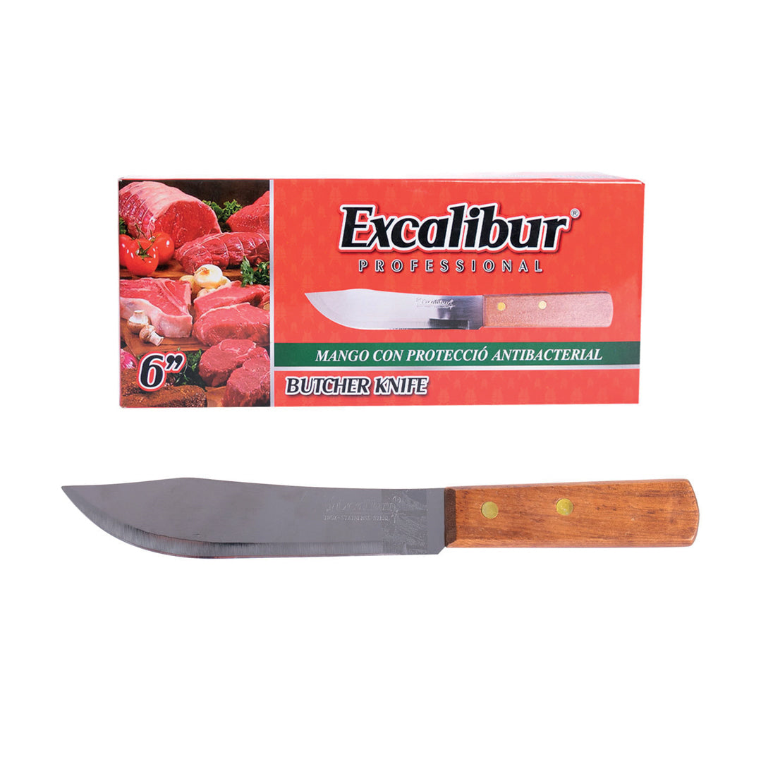 CUCHILLO EXCALIBUR COCINERO CACHA DE MADERA 6" (F. 240 UNI)