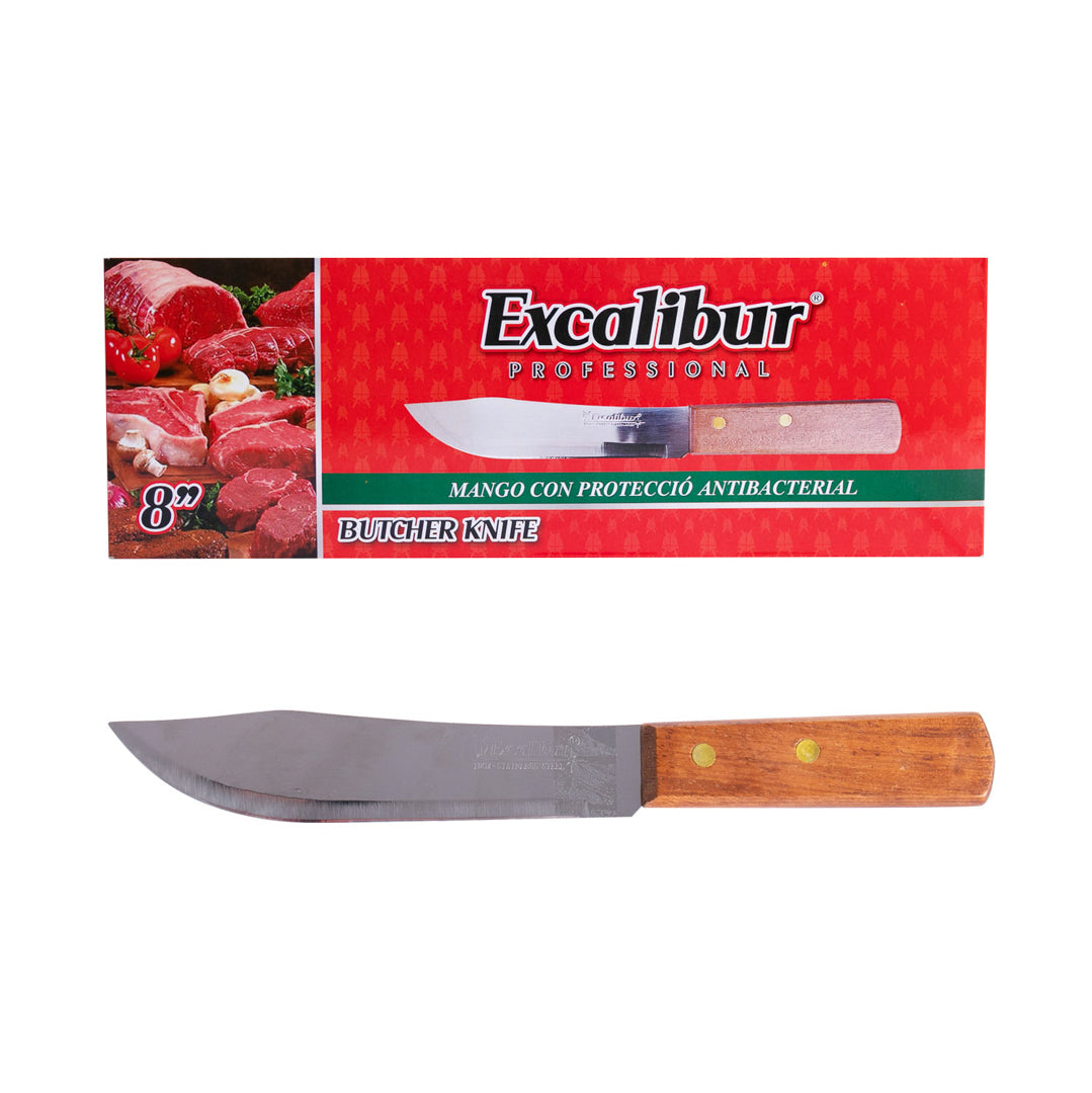CUCHILLO EXCALIBUR COCINERO CACHA DE MADERA 8" (F. 240 UNI)