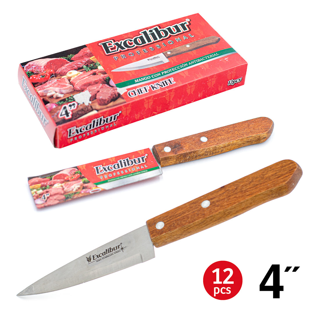 CUCHILLO CARNICERO EXCALIBUR CACHA DE MADERA 4" (F. 144 UNI)