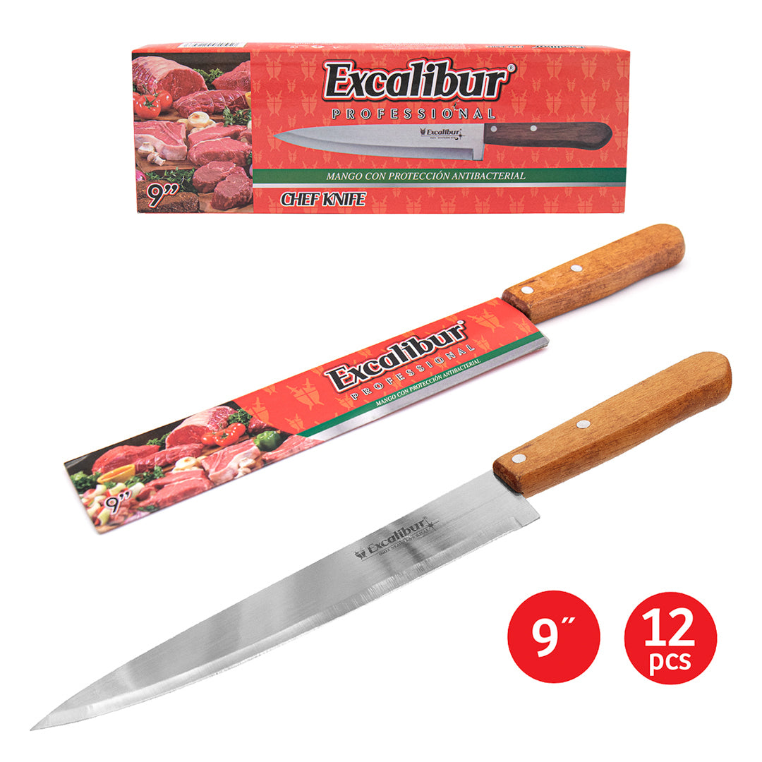 CUCHILLO CARNICERO EXCALIBUR CACHA DE MADERA 9" (F. 192 UNI)