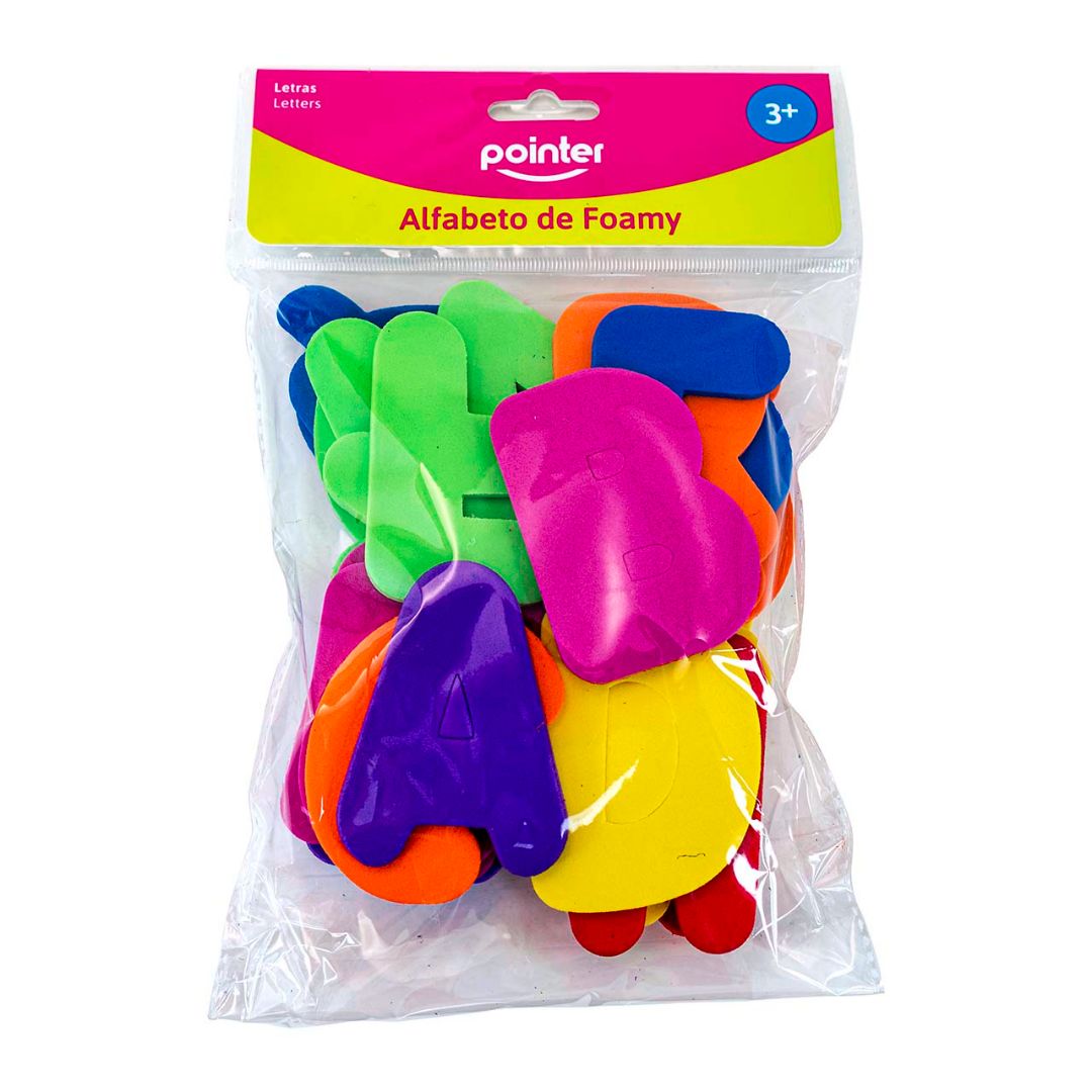 ABECEDARIO DE FOAMY POINTER COLORES SURTIDOS 7CM (F. 96 SETS)