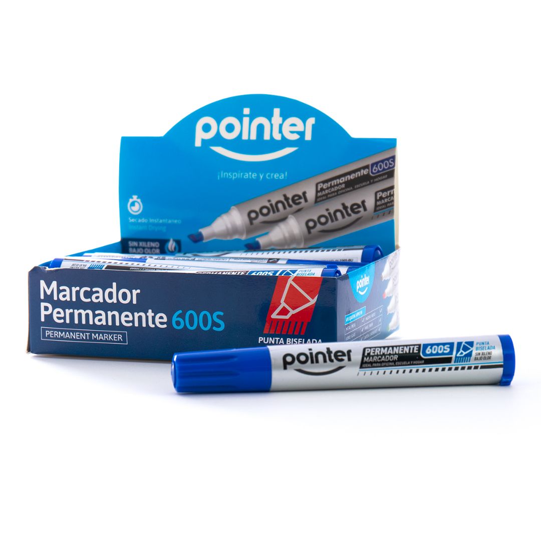 MARCADOR PERMANENTE POINTER P/BISELADA AZUL CX12 (F. 64 DOC)