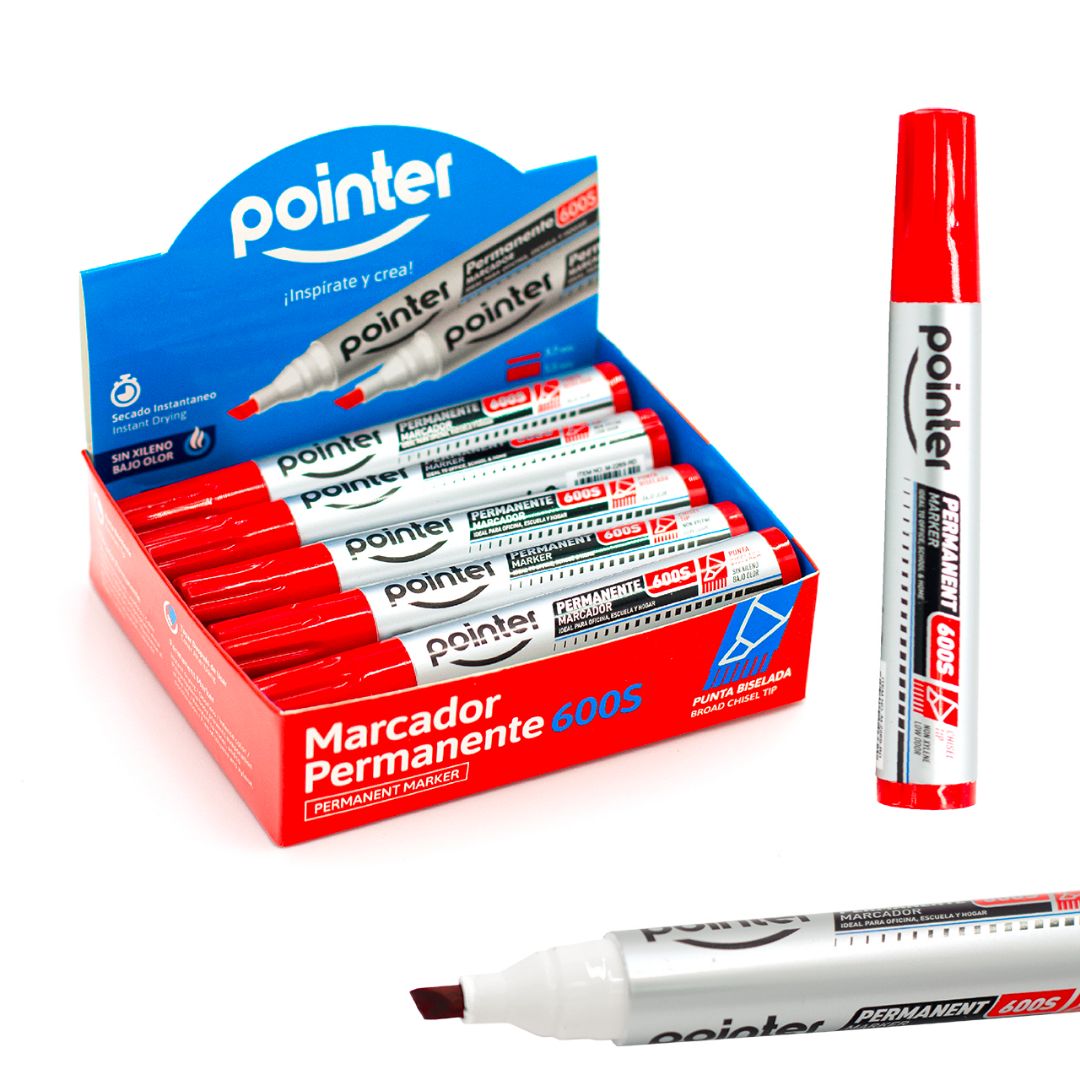 MARCADOR PERMANENTE POINTER P/BISELADA ROJO CX12 (F. 64 DOC)