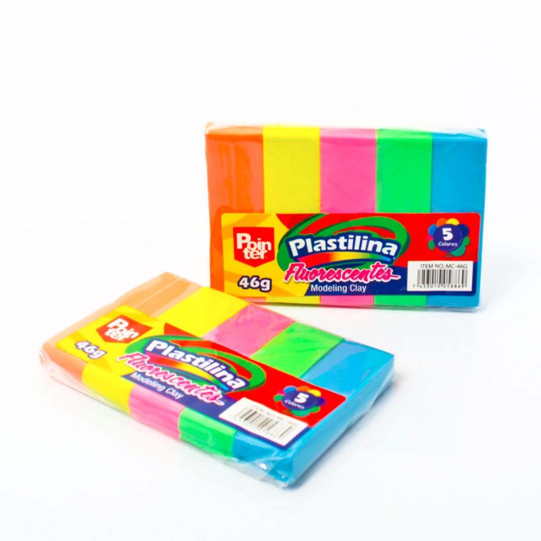 PLASTICINA POINTER 5 COLORES NEON 46G (F. 48 BOX)