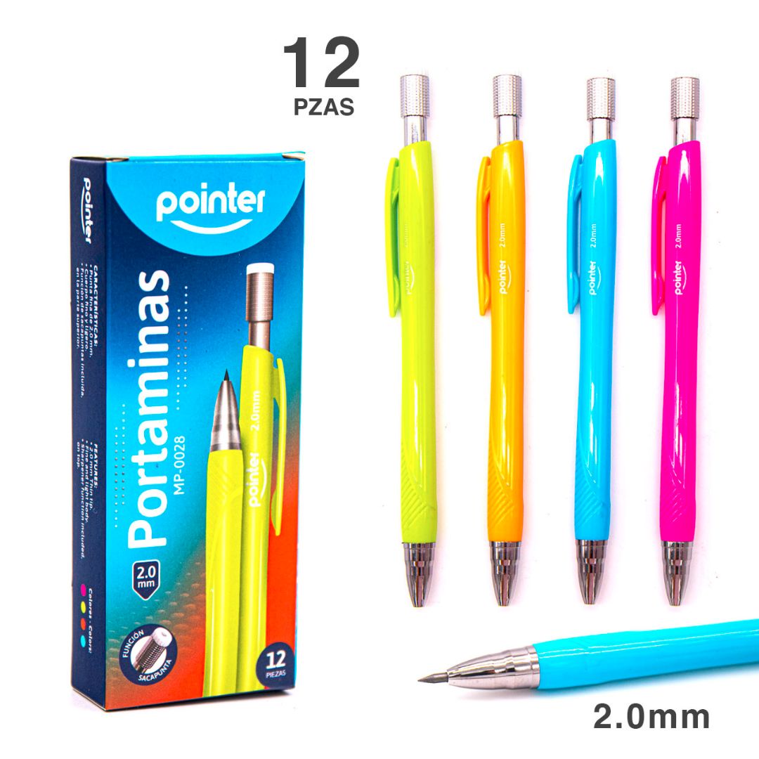 PORTAMINAS RETRACTIL POINTER CX12 4 COL. NEON 2.0MM (F. 96 DOC)