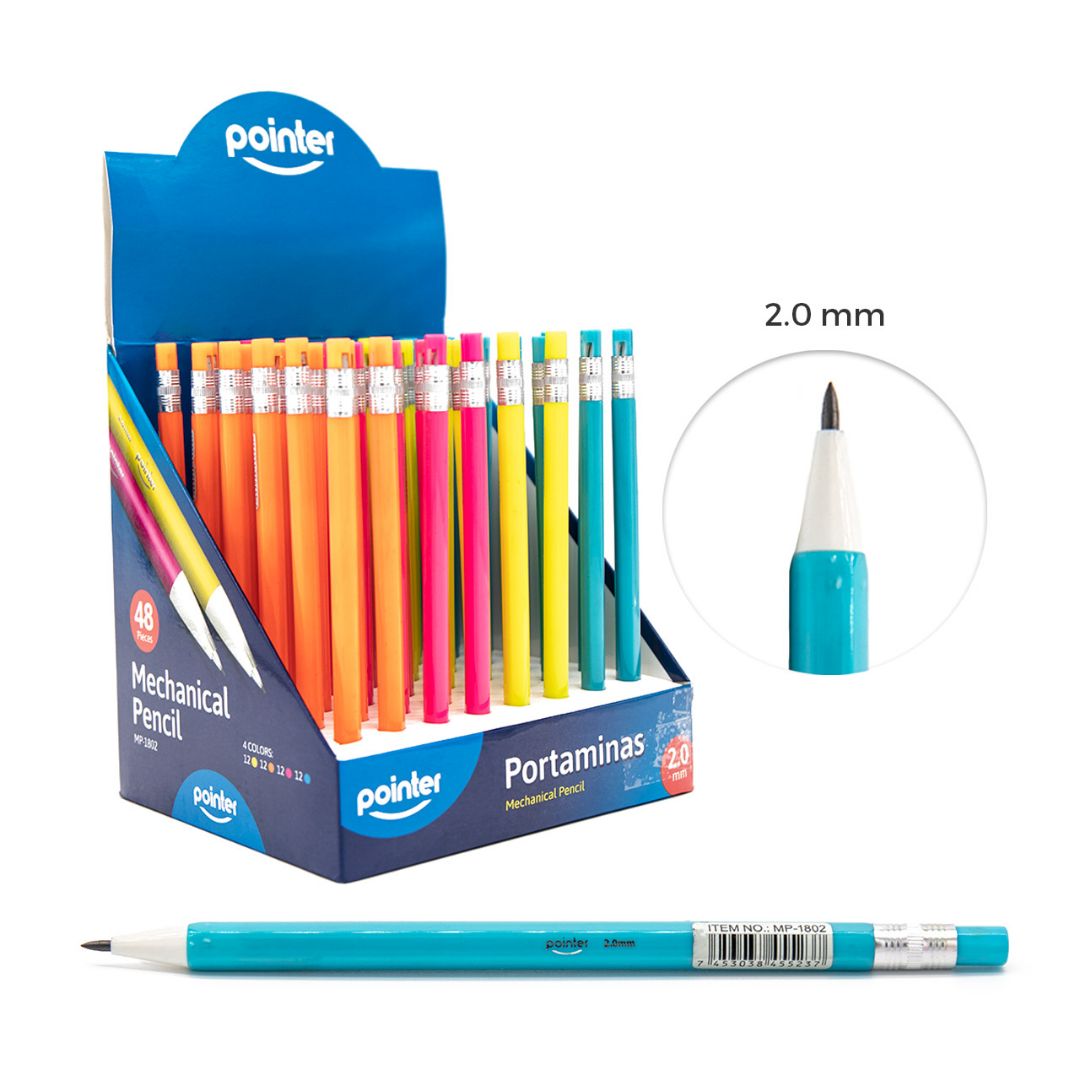 PORTAMINAS ESCOLAR POINTER CX48 4 COL. NEON 2MM (F. 36 BOX)