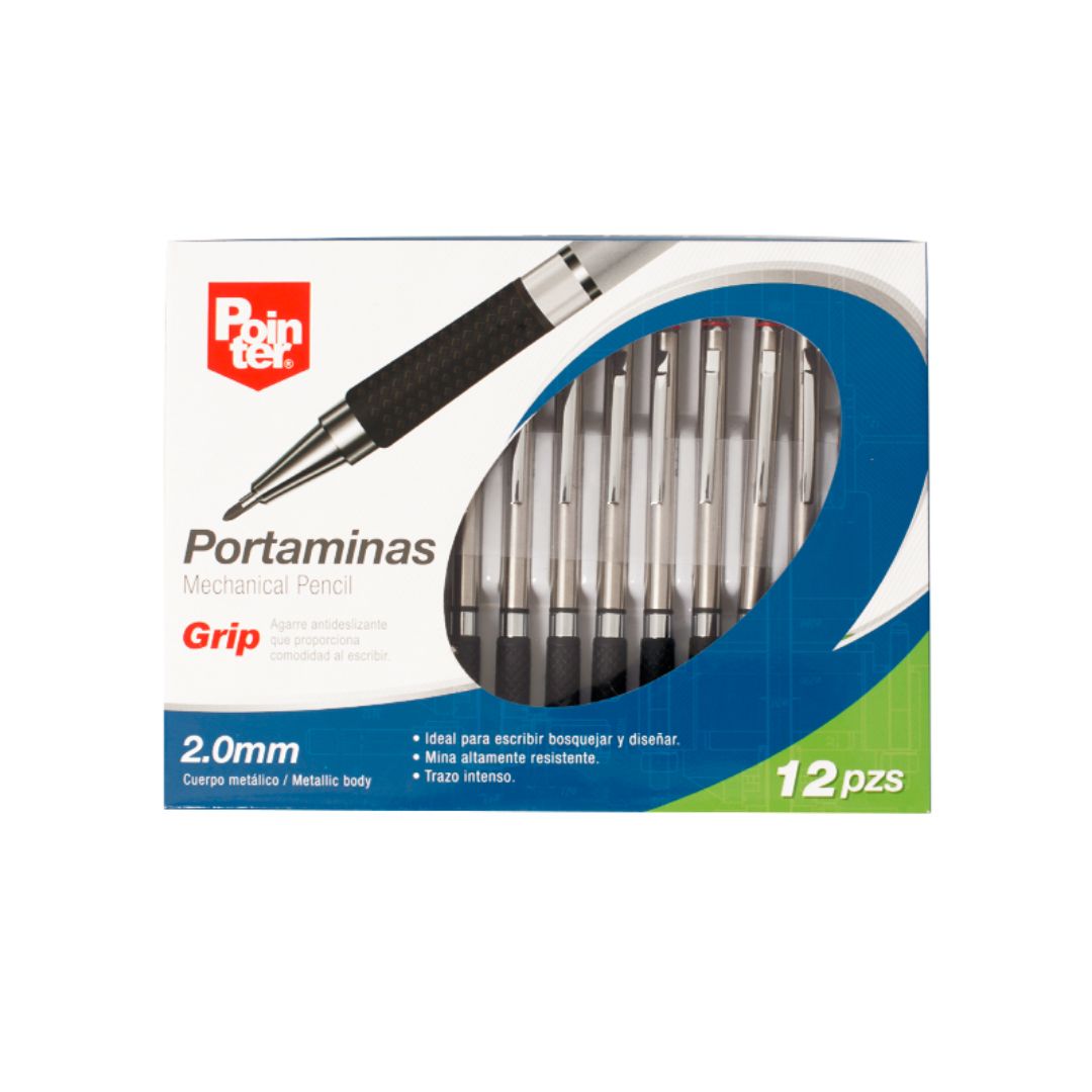 PORTAMINAS RETRACTIL POINTER METALICO CX12 2.0MM (F. 20 DOC)