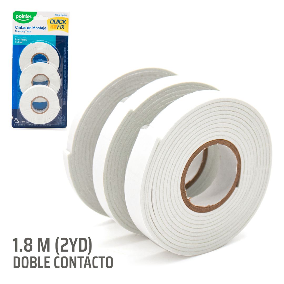 MOUNTING TAPE POINTER BLISTERX3 ROLLOS 0.63/0.95/1.27CM X 2YDS (F. 72 SETS)