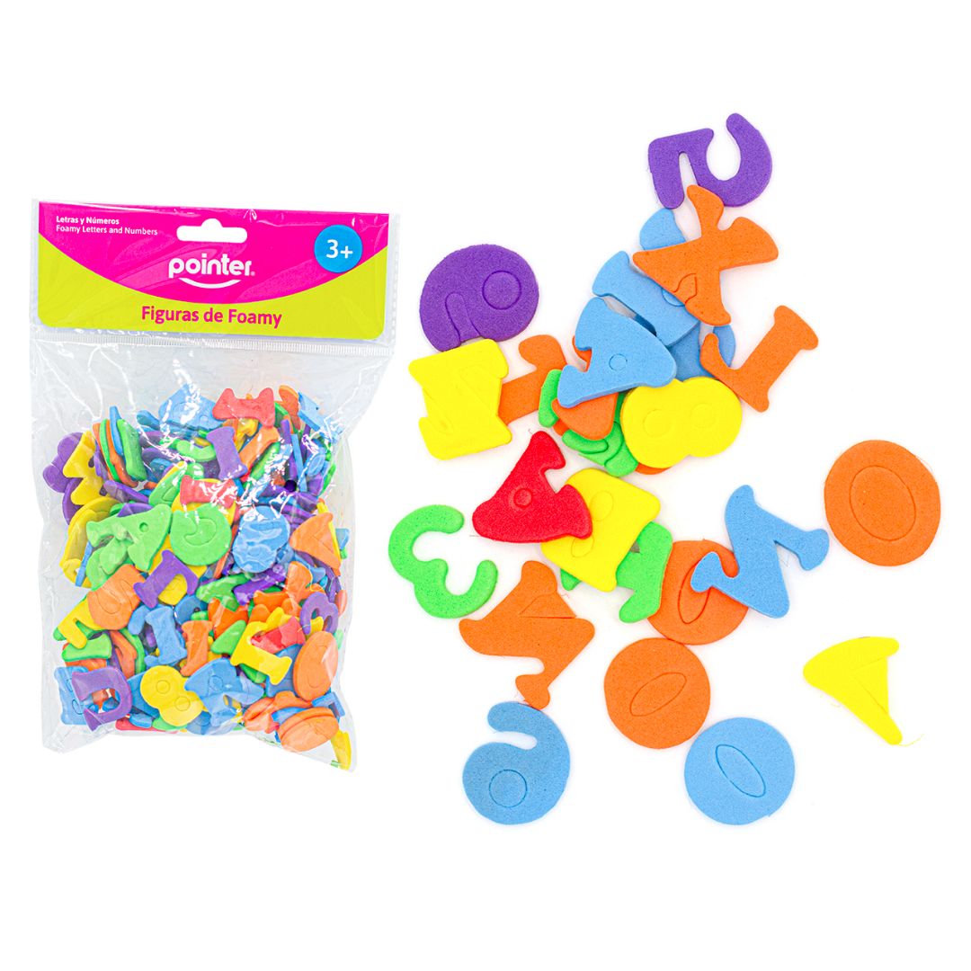 FIGURAS DE FOAMY POINTER LETRAS Y NUMEROS DE COLORES (F. 72 UNI)