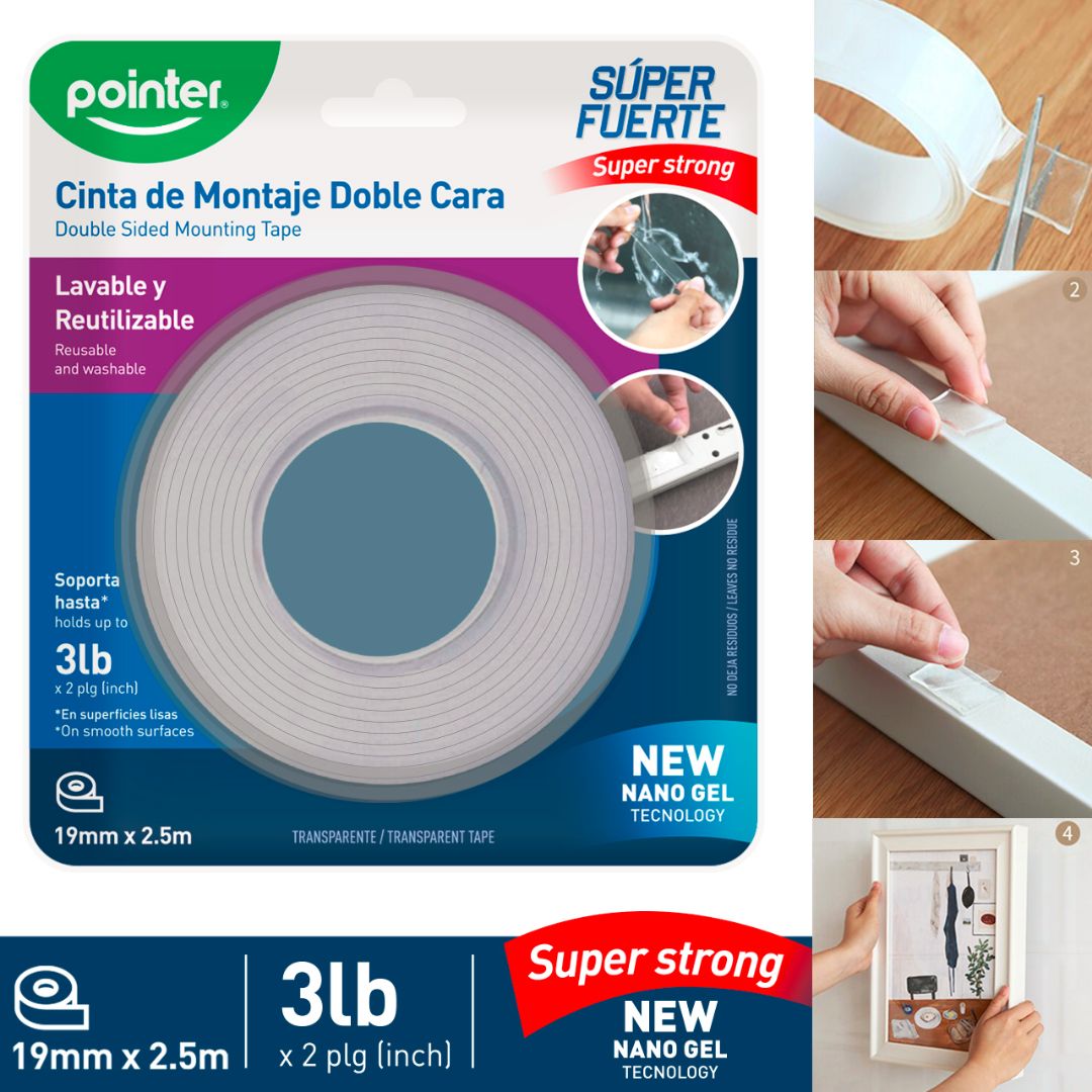 MOUNTING TAPE POINTER TRANSPARENTE 19MMX2.5M (F. 96 SETS)